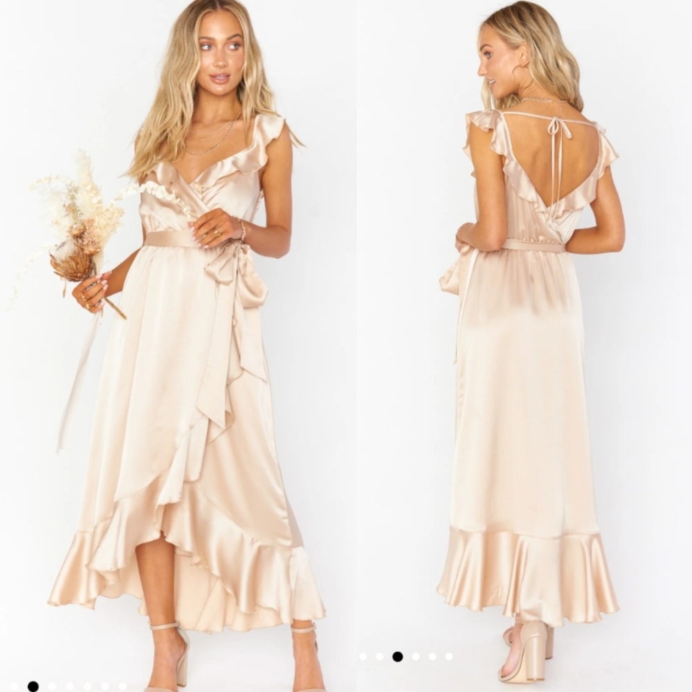 Show Me Your Mumu Samantha Ruffle Dress Women's XL Champagne 82523F